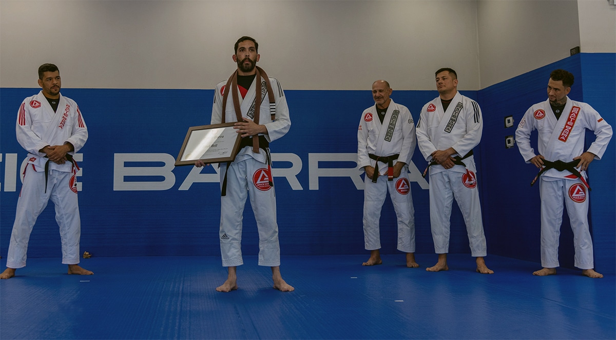 gracie barra tucson prof chris rivera receiving black belt